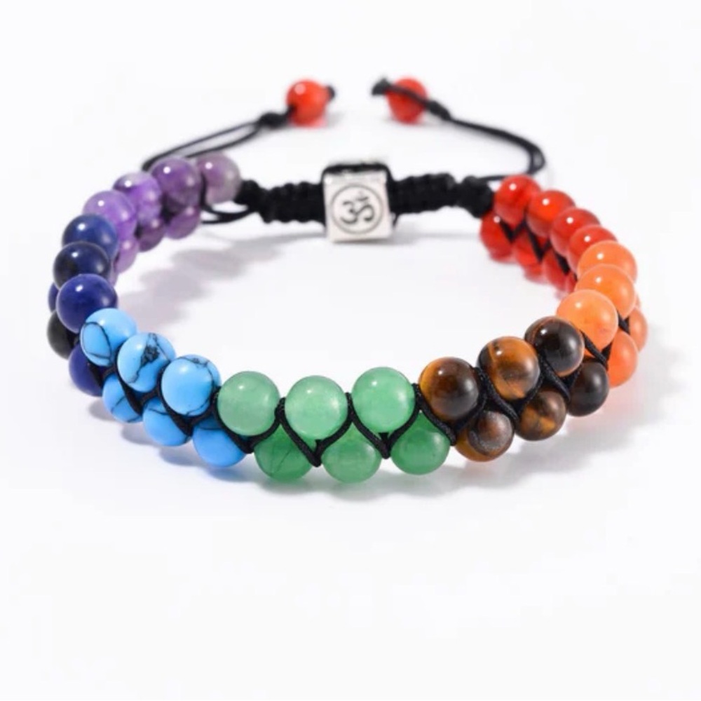 Adjustable 7 chakra stone beaded bracelet